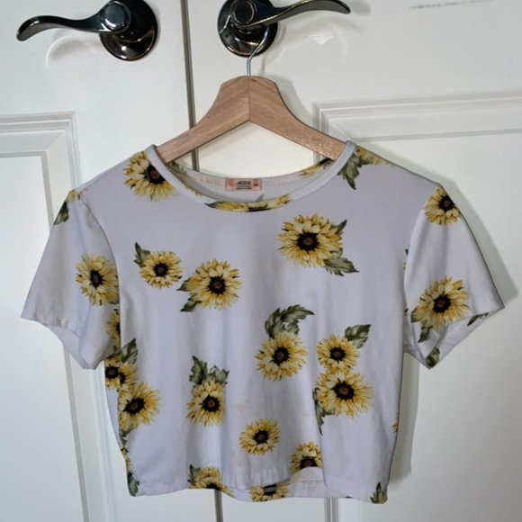 Sunflower pattern cropped shirt - Picture 2 of 2